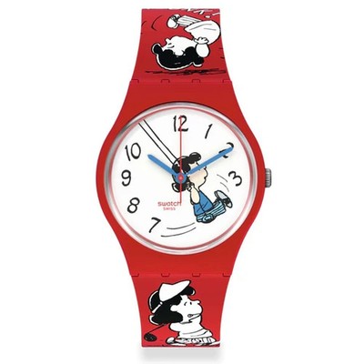  Peanuts Lucy Klunk! Weißes Zifferblatt rotes Silikonarmband Uhr SO28Z106
