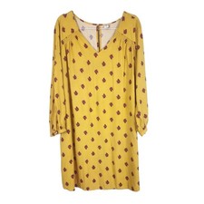 Old Navy Yellow Floral Mini Shift Dress XXL Long Sleeve Vneck Pink Spring Plus