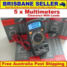 5 x Multimeter Digital with Leads Brand New Clearance Multimeters Blue Screen