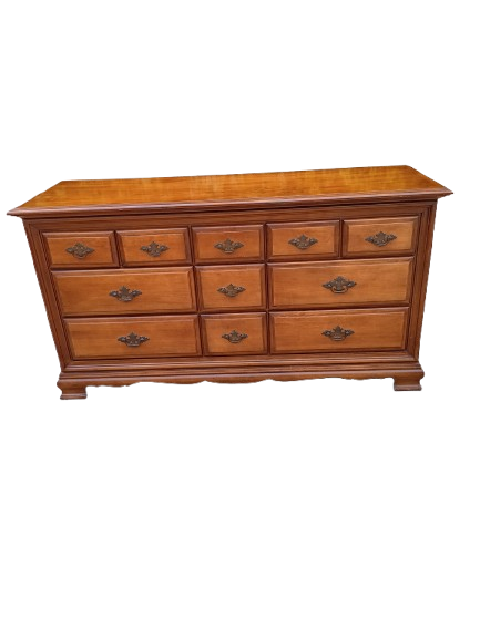 Vintage Wood Ethan Allen Dresser 11 Drawer