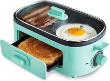 Greenlife 3-In-1 Breakfast Maker Station, Healthy Ceramic Nonstick Dual Griddles