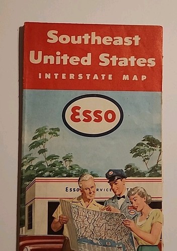 1953 Esso Southeast United States Interstate Paper Map Midwest To East Coast - Picture 3 of 4