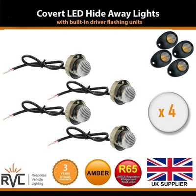 LED gelb Versteck Licht X4 Unterputz/Halterung LightBar verdeckte Stroboskop Leuchtfeuer 12 V 24 V