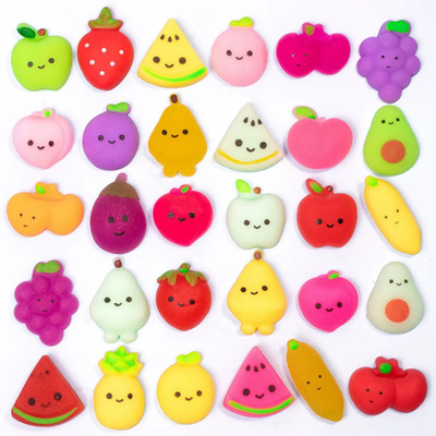 10/30/50 Fruits Mochi Squishy Toys Stress Relief Watermelon Banana Squishies Fru