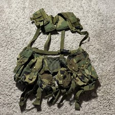 Vintage USGI Tactical Load Bearing Vest Enhanced Army Woodland Camo Buckles
