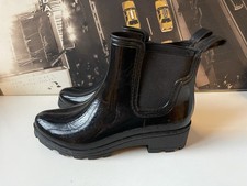 NEXT Stivali Wellington da donna neri in gomma alla caviglia UK 5, EU 38