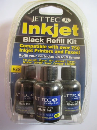 JETTEC R26 3X Black Ink Cartridge Refills With Complete Kit New Unused Sealed #2