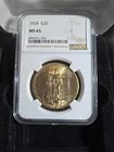 1928 $20 NGC MS65 US Gold Saint-Gaudens Double Eagle