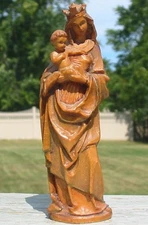 Vtg Small Anri Carved Wood Mother Virgin Mary Madonna 4" Figurine Italy Statue