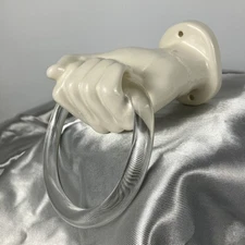 Vintage 1980s NANCY FUNK CERAMICS Bath Kitchen Towel Lucite Ring Right Hand