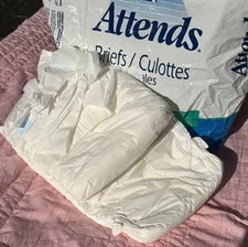 (1) 1999 Medium Attends Vintage Plastic Adult Diaper ABDL Blue Tapes