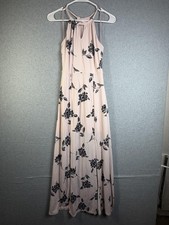 Candies Dress Juniors XS Pink Floral Halter Maxi Side Slit Lined Summer Strappy