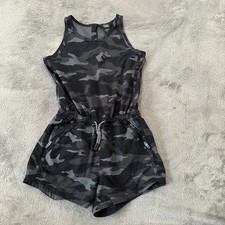 Athleta Girl Sleeveless Romper Gray Camo Size Small 7 Shorts Tank