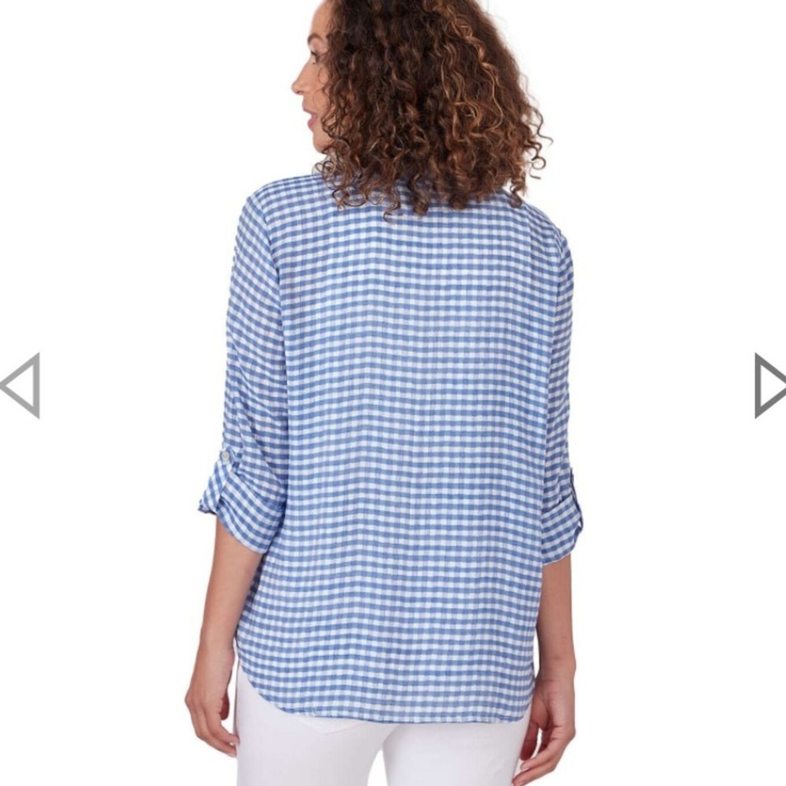 Ruby Rd. Gingham Check Henley Convertible Sleeves… - image 4