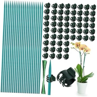 30 Pcs Plant Support Stakes Kit 15 Inch Bamboo Plant Stakes with 50 Pieces 