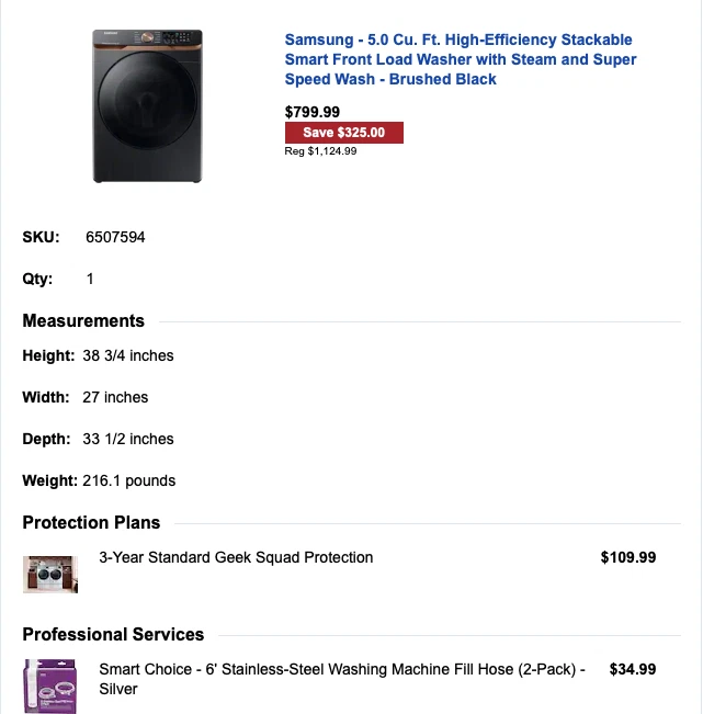Умная стиральная машина с фронтальной загрузкой штабелируемая Samsung - Изображение 3 из 3