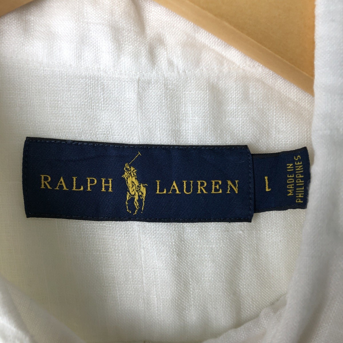 Used Ralph Lauren long-sleeved linen button-down shirt men's size L thumbnail 3