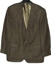 Oscar de la Renta Blazer Mens 40R Brown Wool Tweed 2-Button jacket Vintage