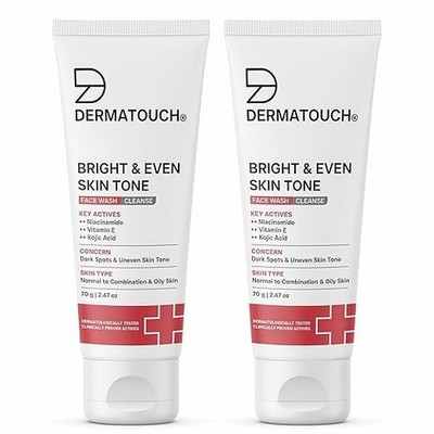 DERMATOUCH Bright & Even Tone Face Wash with Niacinamide Vit E-70g (Pack of 2