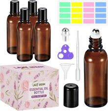 10ML Roller Bottles for Essential Oil, 4 Pack Empty Amber Glass Roller Bottle fo