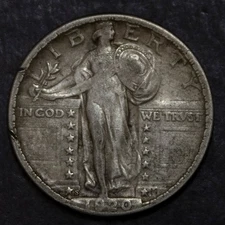 1920 S Standing Liberty Quarter XF Obverse Rim Marks   Lot 2319