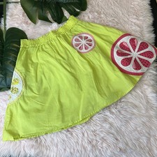 Vintage Gymboree Citrus Cooler Green Skater Skirt Sz 7 Sequins Embroidery