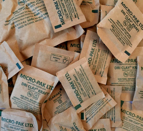 50 DESICCANT MICRO PAK DRI CLAY BENTONITE CLARIANT NON TOXIC MIXED SIZES LOT