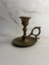 Unmarked Gold Metal Candlestick Vintage Retro Small Chamberstick Holder Decor