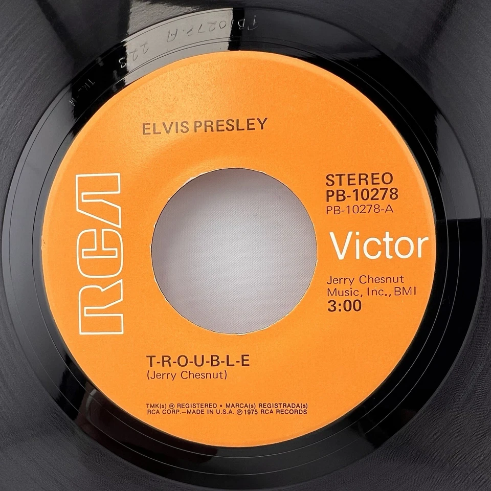 1975 Elvis Presley TROUBLE Mr Songman Blues Rock Pop 45 RPM Vinyl LP Foto 3 de 4