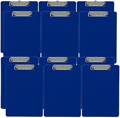 Better Office Products Blue Plastic Clipboards, 12 Pack, Durable, 12.5 x 9 In