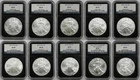 Lot 10 Silver Eagle $1 Mix Dates NGC MS69 Black Retro Slab 25th Anniv 2002-2012