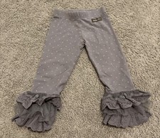 Matilda Jane Edie Benny leggings grey with a polka dot print and lace ruffles 2T