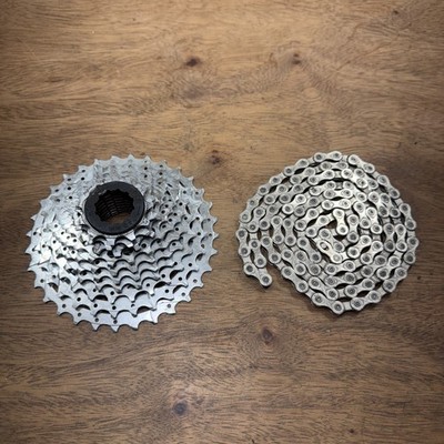 microSHIFT H10 Cassette 10 Speed 11-32t Silver Chrome Plated w/ Chain