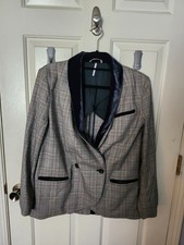FREE PEOPLE Black/Brown Plaid Boyfriend Blazer - X-Small