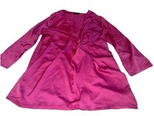 NWT Pretty Little Thing Katalea PINK Twist Satin Long Sleeve Shirt Dress Size 3X