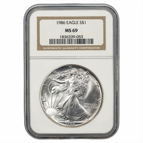 1986 Silver American Eagles $1 NGC MS 69