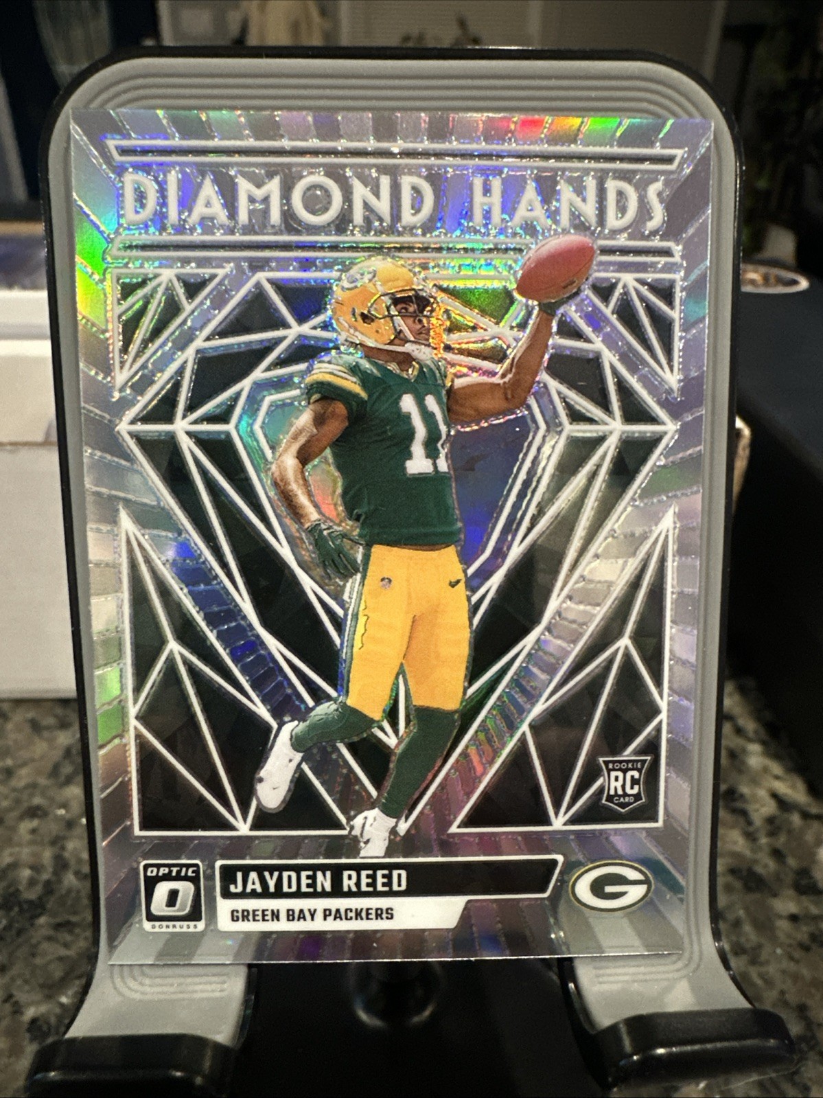 Jayden Reed 2023 Panini Donruss Optic #DH-JR Diamond Hands Silver Prizm Rookie