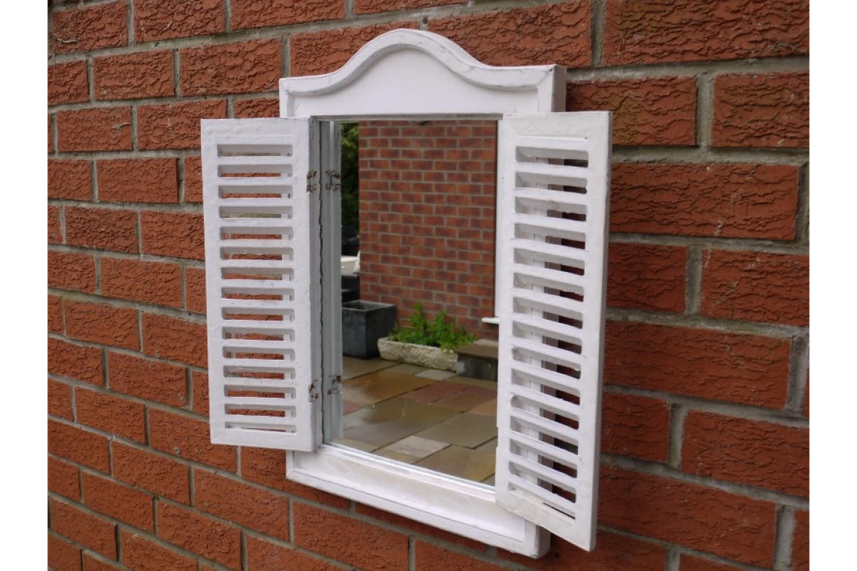 French Shabby Chic Style Garden Indoor Mirror Wooden Shutters