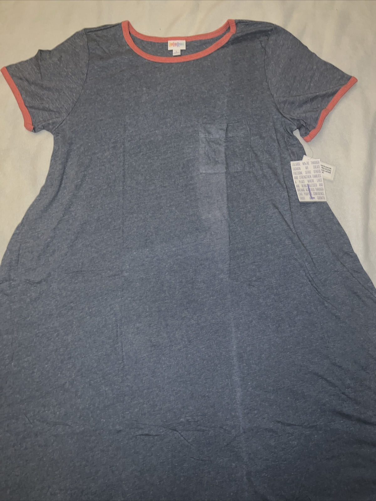 Lularoe Solid Gray Solid Carly Pink Trim Vintage … - image 9