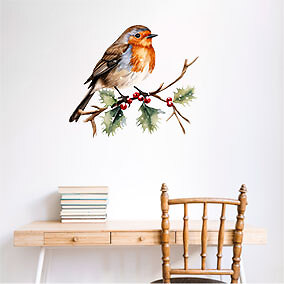 Navidad Robin Pájaro Arte de Pared Dormitorio Laptop Decoración Vinilo Adhesivo Calcomanía 6 Tamaños - Imagen 4 de 7