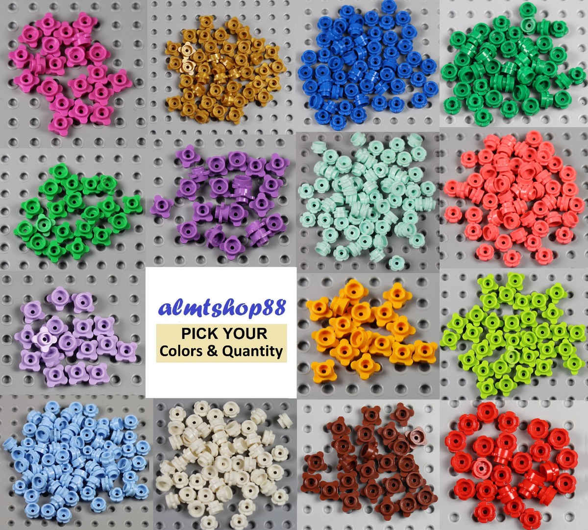 花材セット グリーン  Ｎｏ．528 LEGO - Flowers w/ 4 & 5 Petals - PICK COLORS - 1x1 Leaves Knobs