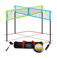 Zdgao 4-Way Volleyball and Badminton Combo Net with Soft Volleyball, Rubber H...