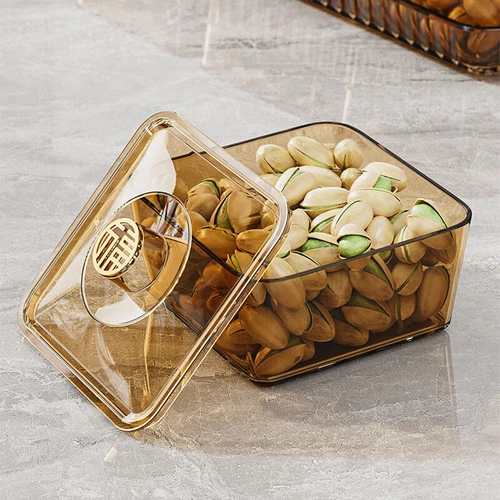 Home Food Storage Tray Dried Fruit Snack Serving Plate Candy Nuts Dish With Lid - Picture 13 of 35