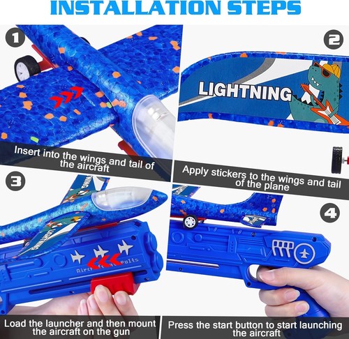 Two Flight Modes Foam Airplane 3-Pack with Launcher - Ideal Outdoor Toys for 6+ - Picture 7 of 9