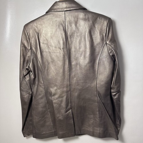 Chaqueta Worthington Cuero de Cordero Genuino Metálico Bronce Carrera Oficina S - Imagen 2 de 7