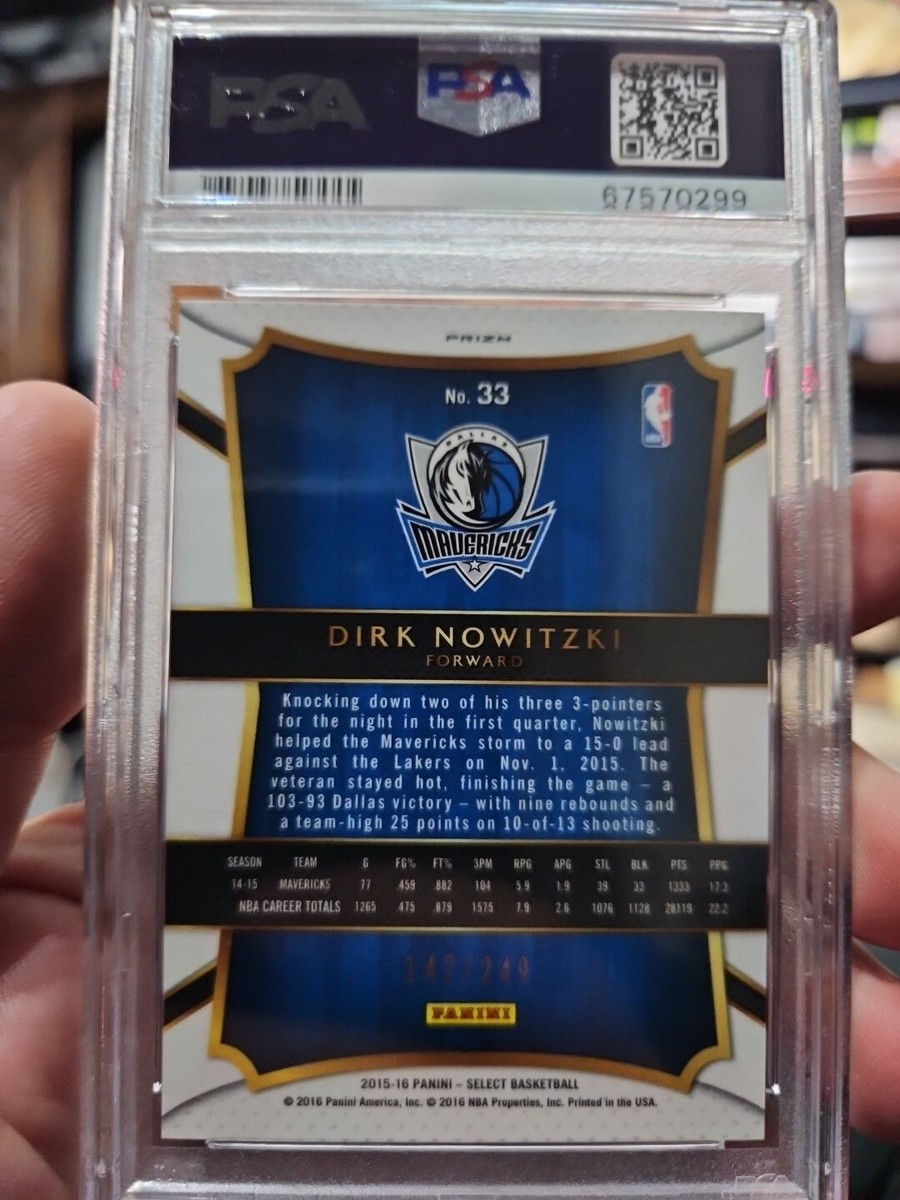 2015 Panini Select Dirk Nowitzki Blue Prizm /249 COLOR MATCH PSA 