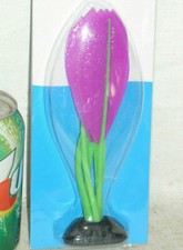 TOP FIN FISH TANK AQUARIUM S SM SMALL 8 PLASTIC MOVEABLE PURPLE LEAF DECOR PLANT