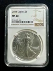 2024 Silver Eagle S$1 MS70 NGC Standard Brown Label ***FREE SHIPPING***