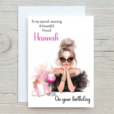 FORGETMEKNOT CARDS Personalised Friend Birthday Card Female Best Friend Card