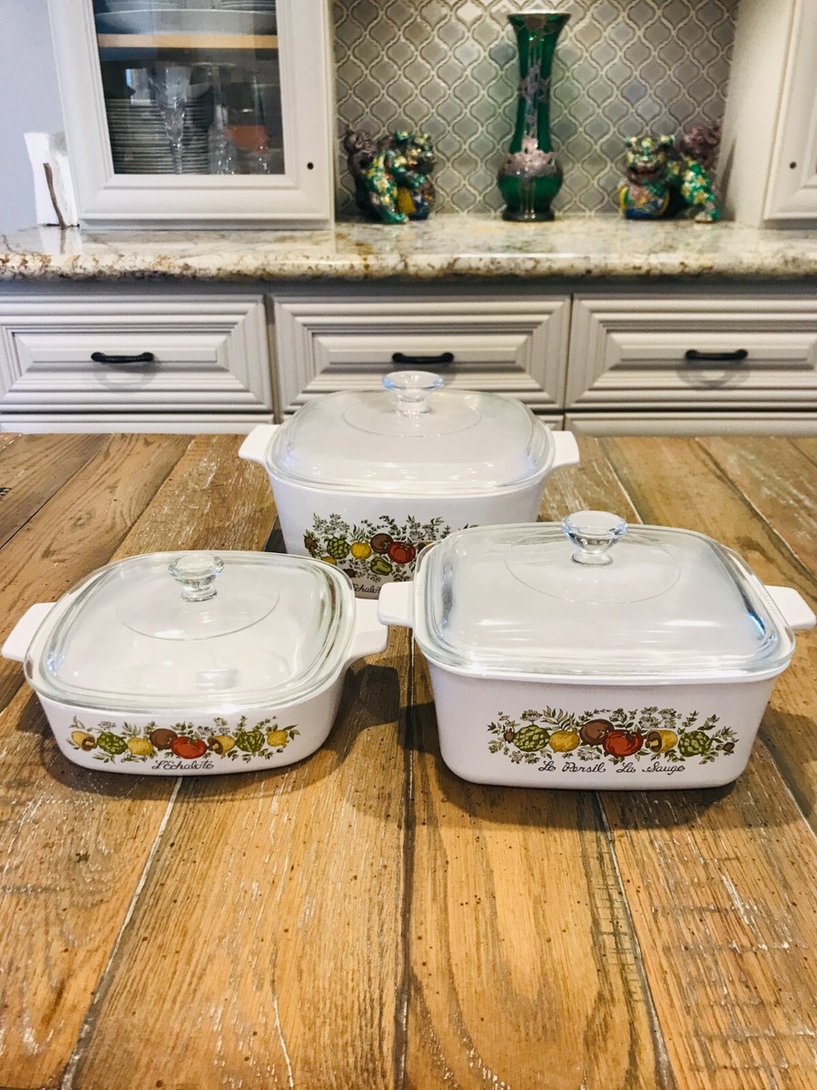 VINTAGE CORNINGWARE CORNING WARE SPICE OF LIFE 3 PIECE SET